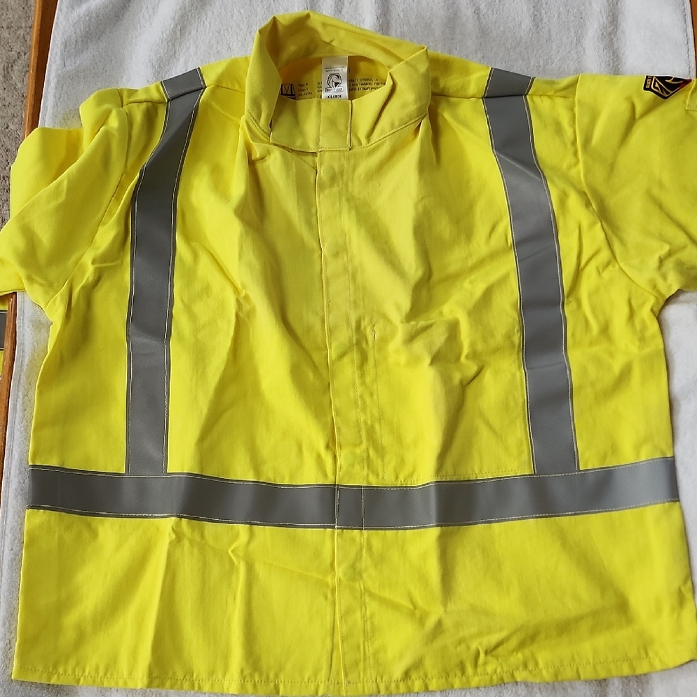 Bright Yellow Safety Shirt with Reflective Stripes